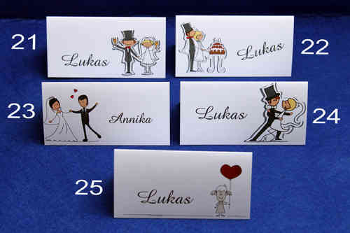 25 x Tischkarten Platzkarten Hochzeit